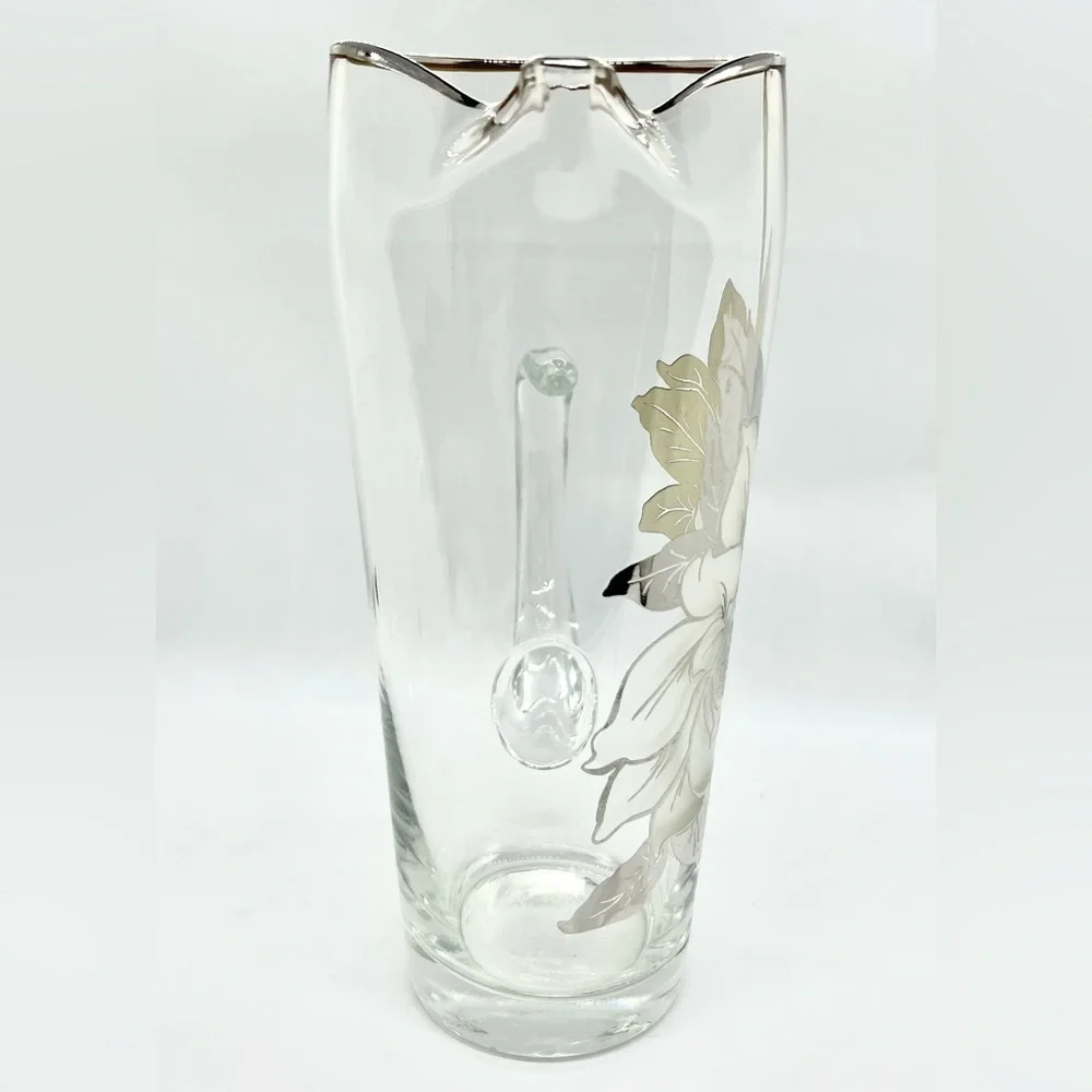 Vintage Imperial Sterling Silver Overlay Glass Pitcher 8.75”